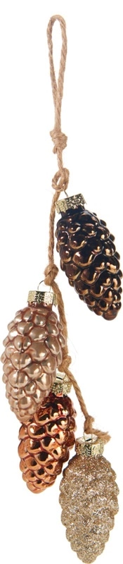 Klass ORNAMENT GLASS PINECONE BROWN 6