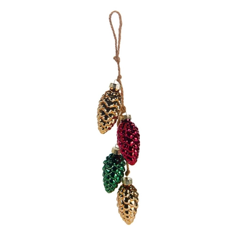 TFT ORNAMENT GLASS PINEC GOLD/RED 6