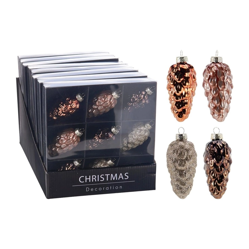 Klass ORNAMENTS GLASS PINECONE AMBER 9CM