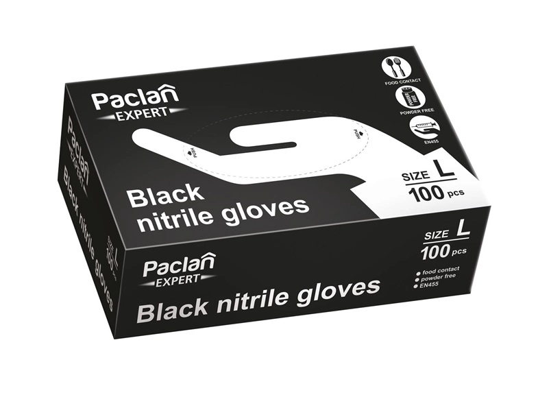 EXP NITRILE GLOVES BLACK 100PCS BOXL