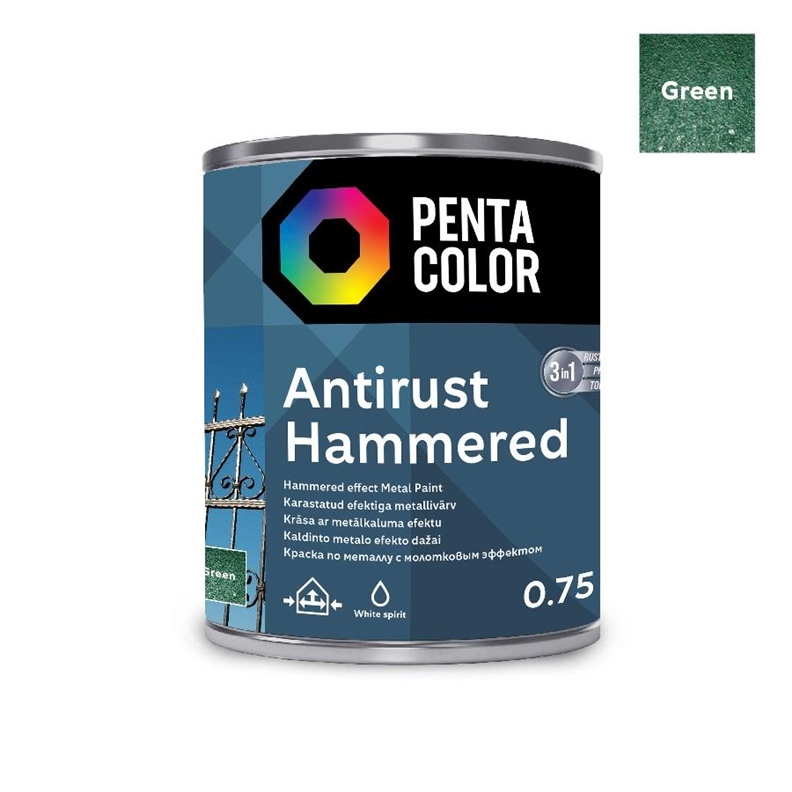 PAINT PENTAC ANTIRUST HAMMERED GRN 750ML