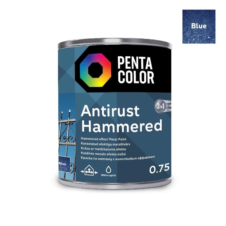 PAINT PENTAC ANTIRUST HAMMERED BLU 750ML