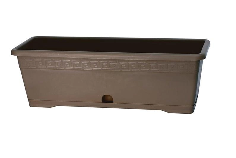 RECTANGULAR PLASTIC POT DARK BROWN WI