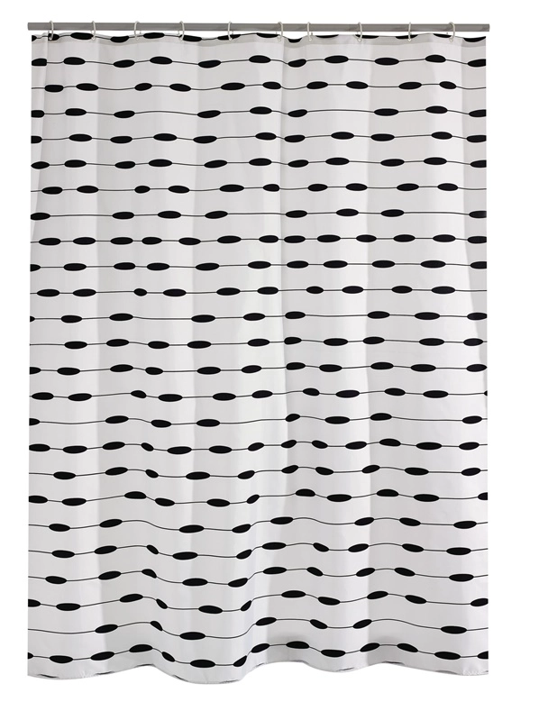 SHOWER CURTAIN TEXT LACE 180X200CM BLC