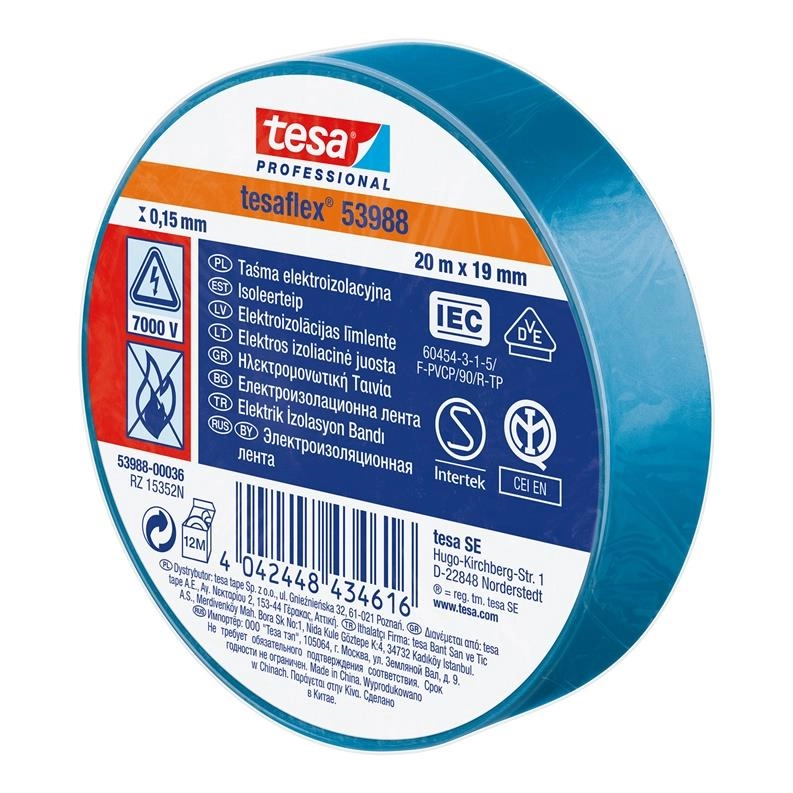 TAPE INSULATION  0.15x19MM 20M BLUE