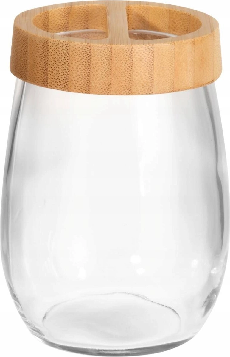 LINA toothbrush cup  glass and bamboo