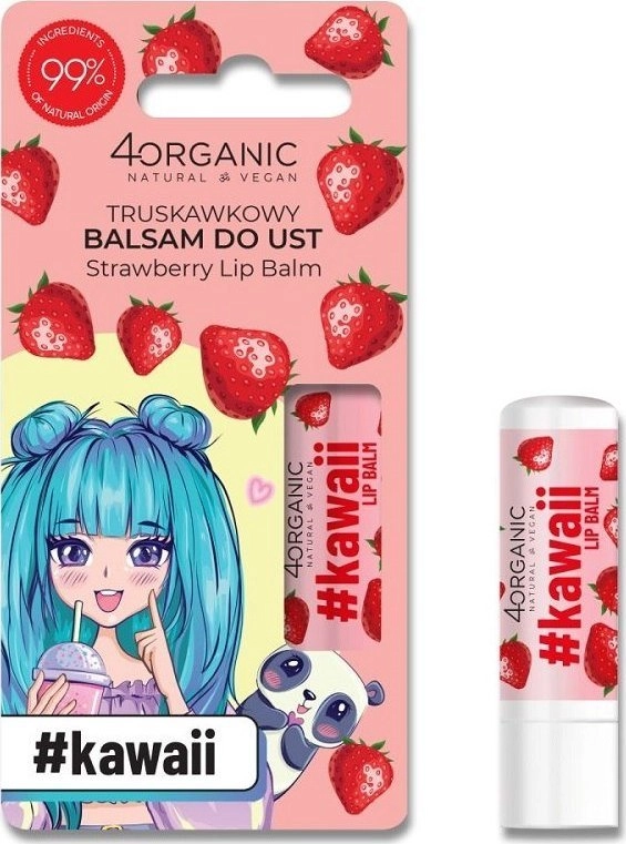 4organic #Kawaii natural Strawberry lip balm