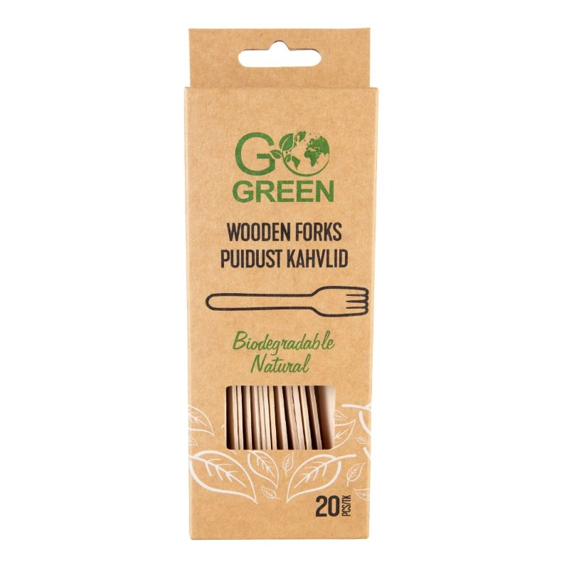 Wooden forks Go Green 20 pcs