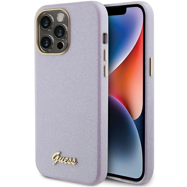 Guess Glitter Glossy Script aizmugures futrālis Apple iPhone 15 Pro Max