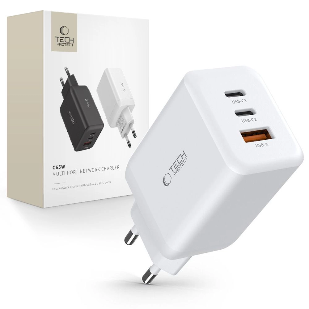 Tech-Protect C65W charger 2x USB-C PD