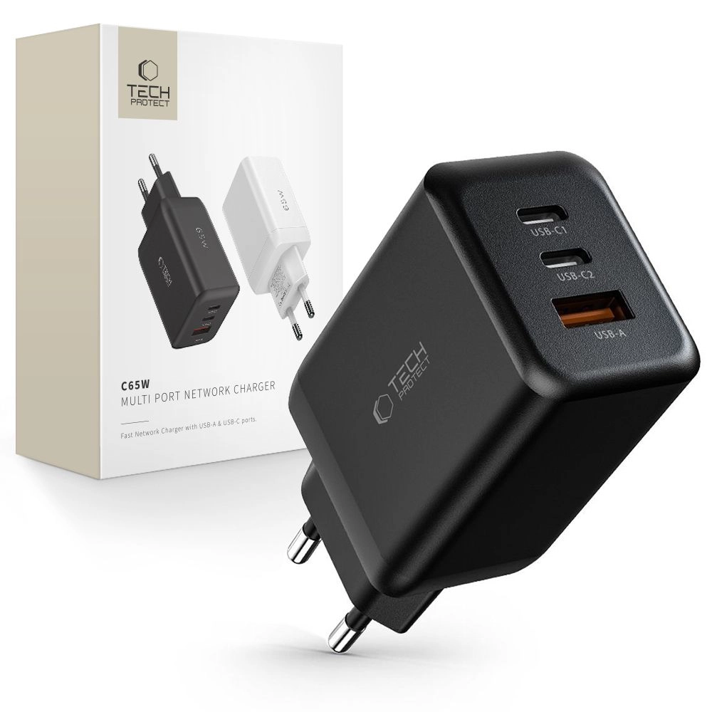 Tech-Protect C65W charger 2x USB-C PD
