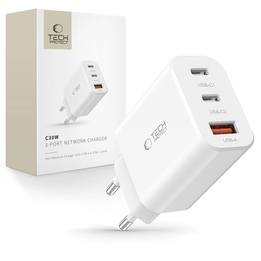 Tech-Protect NC30W charger 2x USB-C PD