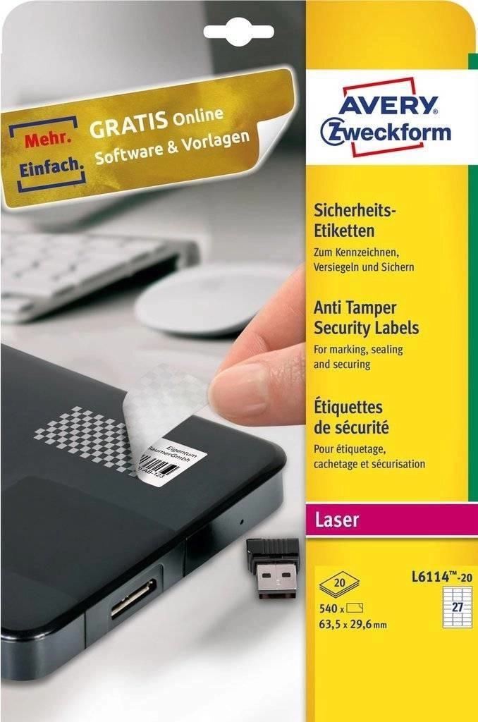 Avery L6114-20 self-adhesive label Rounded rectangle