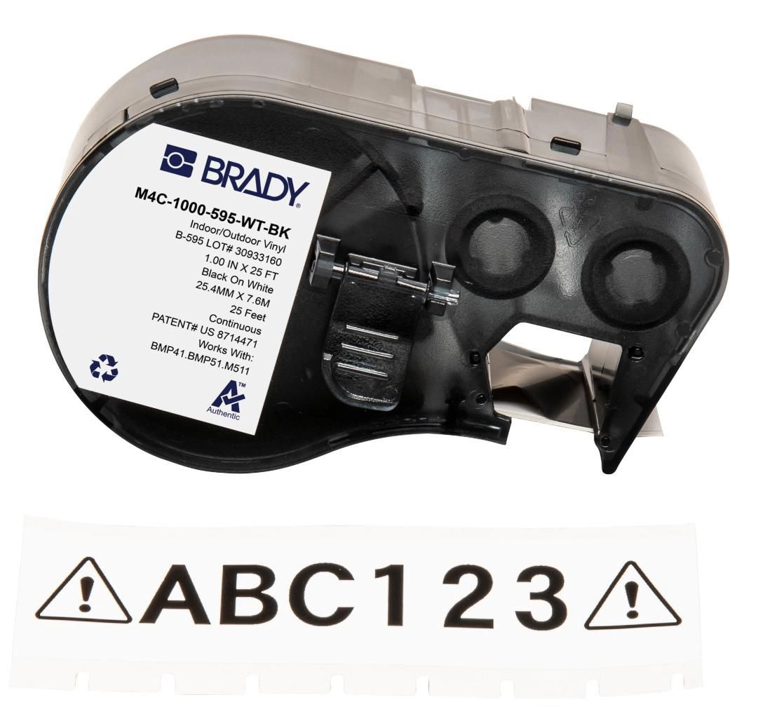 Brady M4C-1000-595-WT-BK Printable Labels Black  White