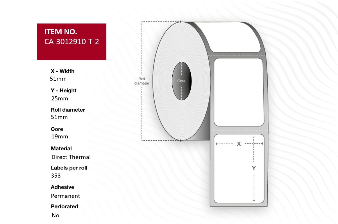 Capture CA-3012910-T-2 printer label White CA-3012910-T-2