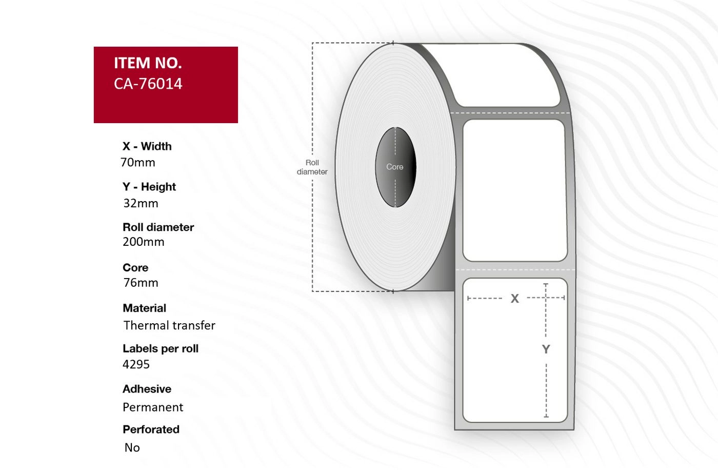 Label 70 x 32mm  Core 76mm