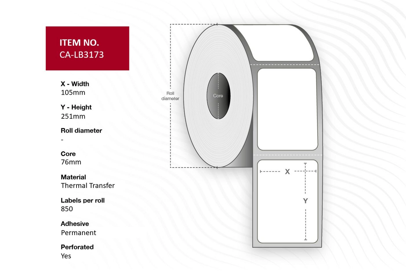 Capture Label 105 x 251mm Core