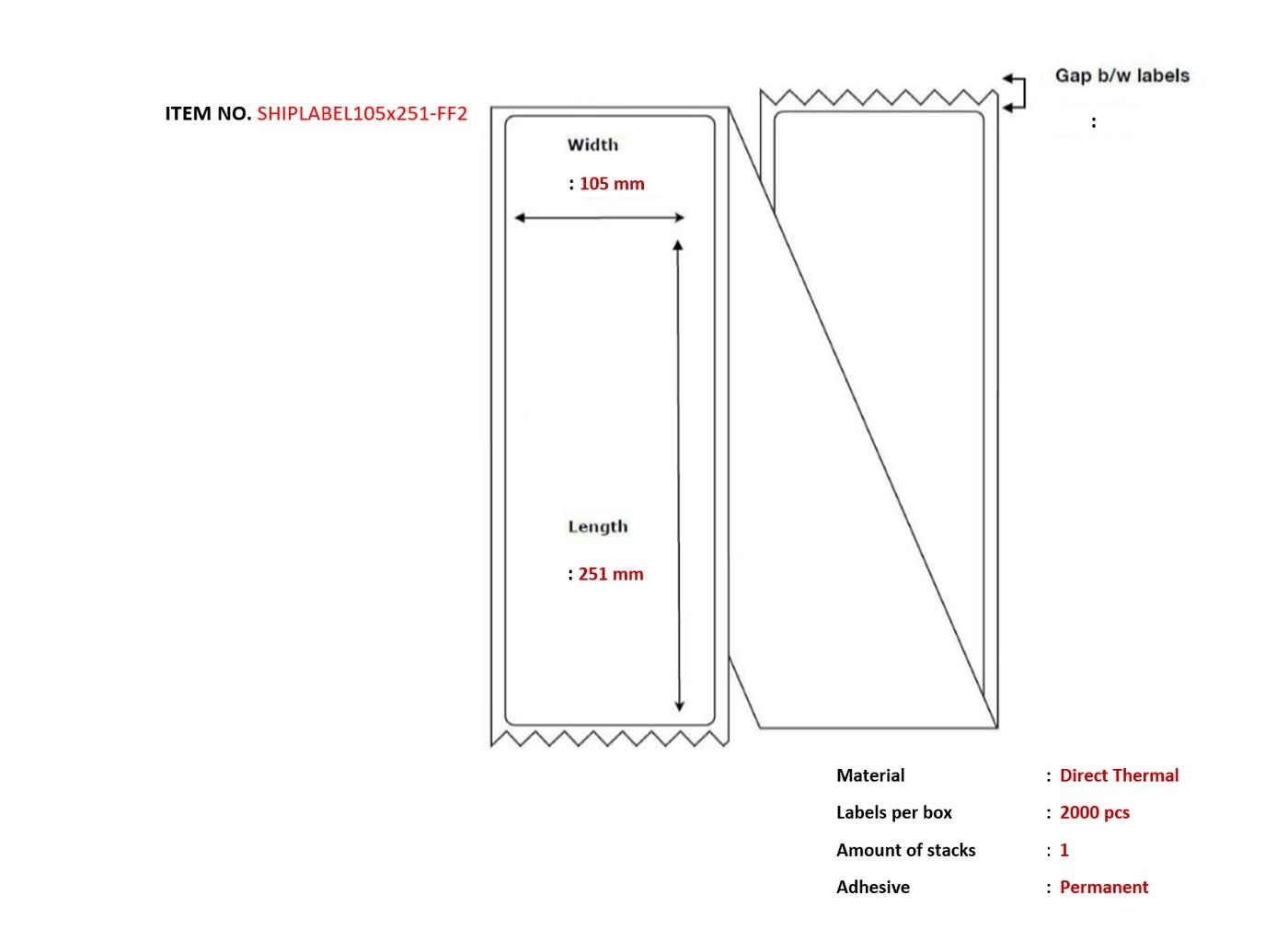 Capture Capture SHIPLABEL105X251-FF2 labels for printing