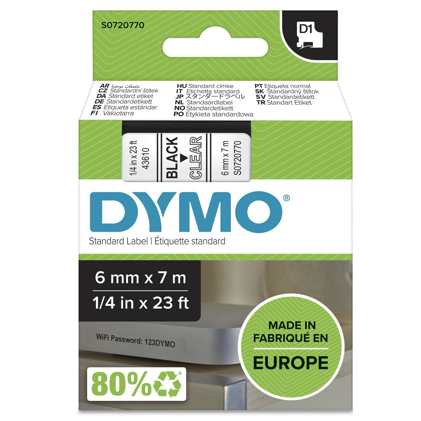 Printer ribbon D1 6mm x 7m