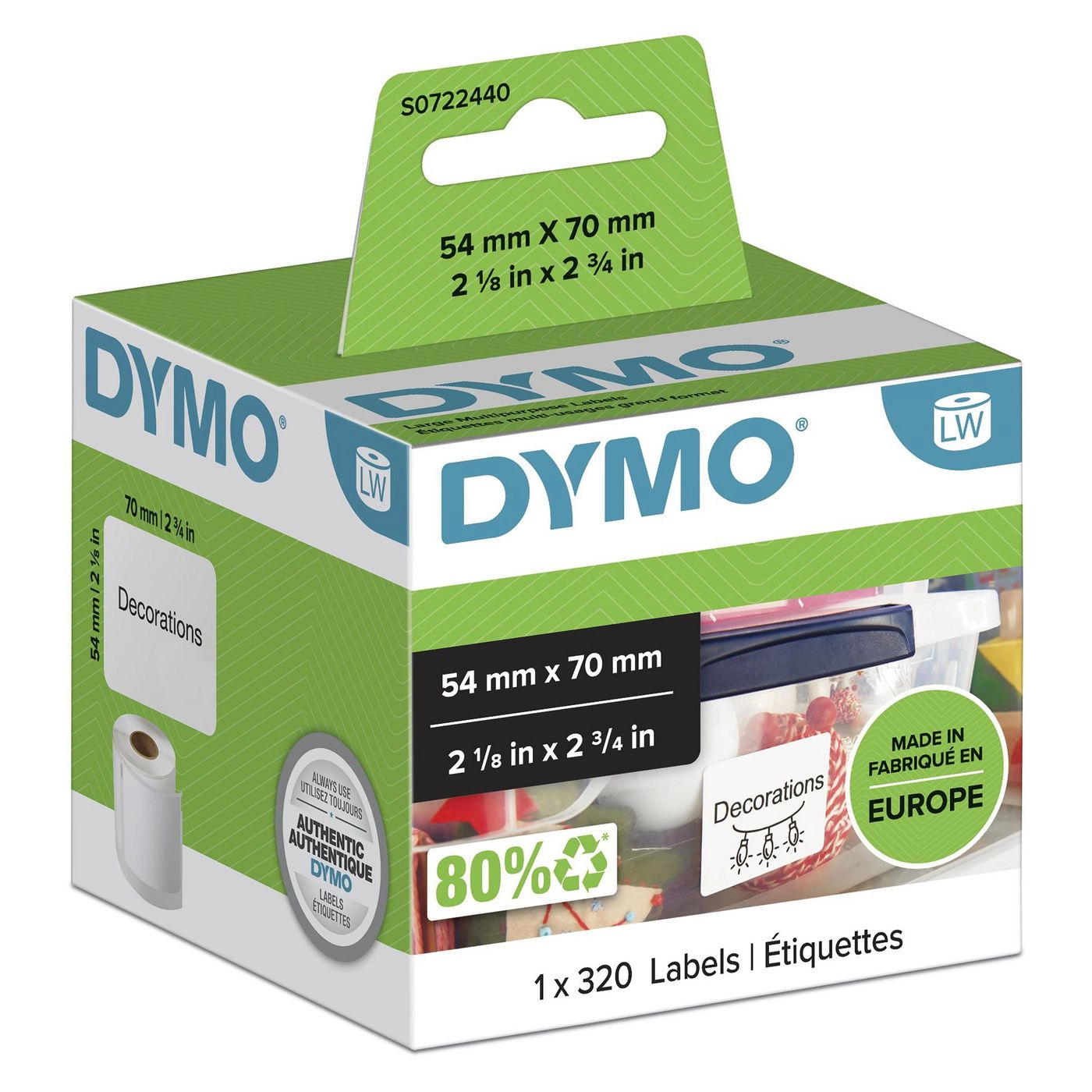 Dymo LabelWriter ORIGINAL multi-purpose labels 54x70mm
