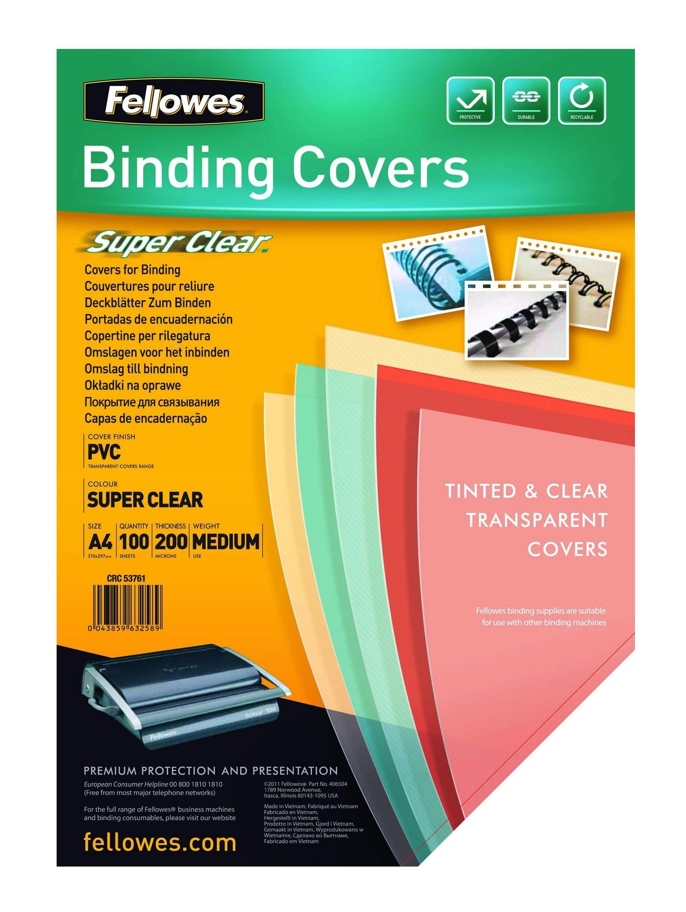Fellowes Slide Covers. A4 (150 microns)