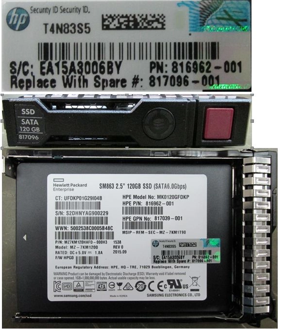 120GB Hot Plug SSD Sata Interf