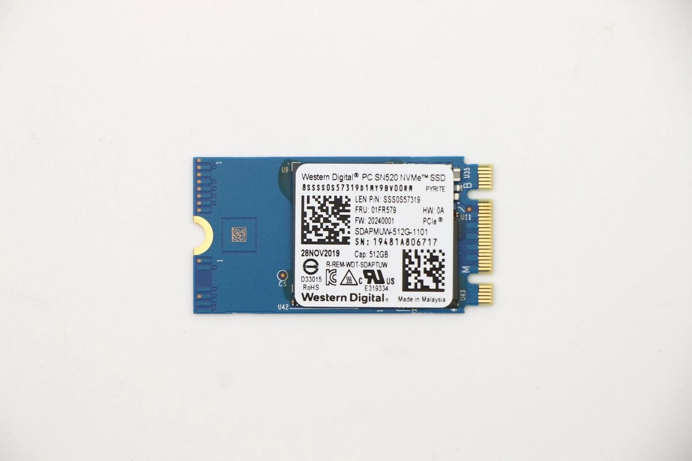 Lenovo 512GB M.2 PCIe 2242 SSD with NVMe