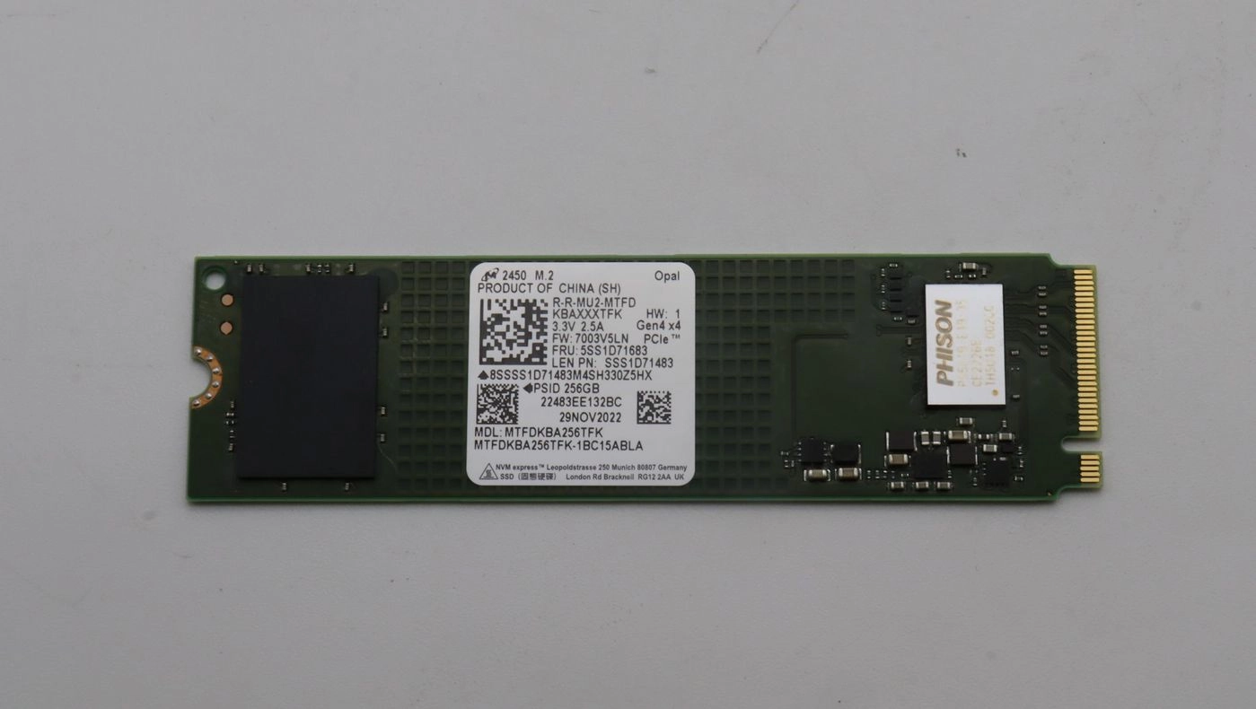 256 GB M.2 NVMe SSD ar PCIe