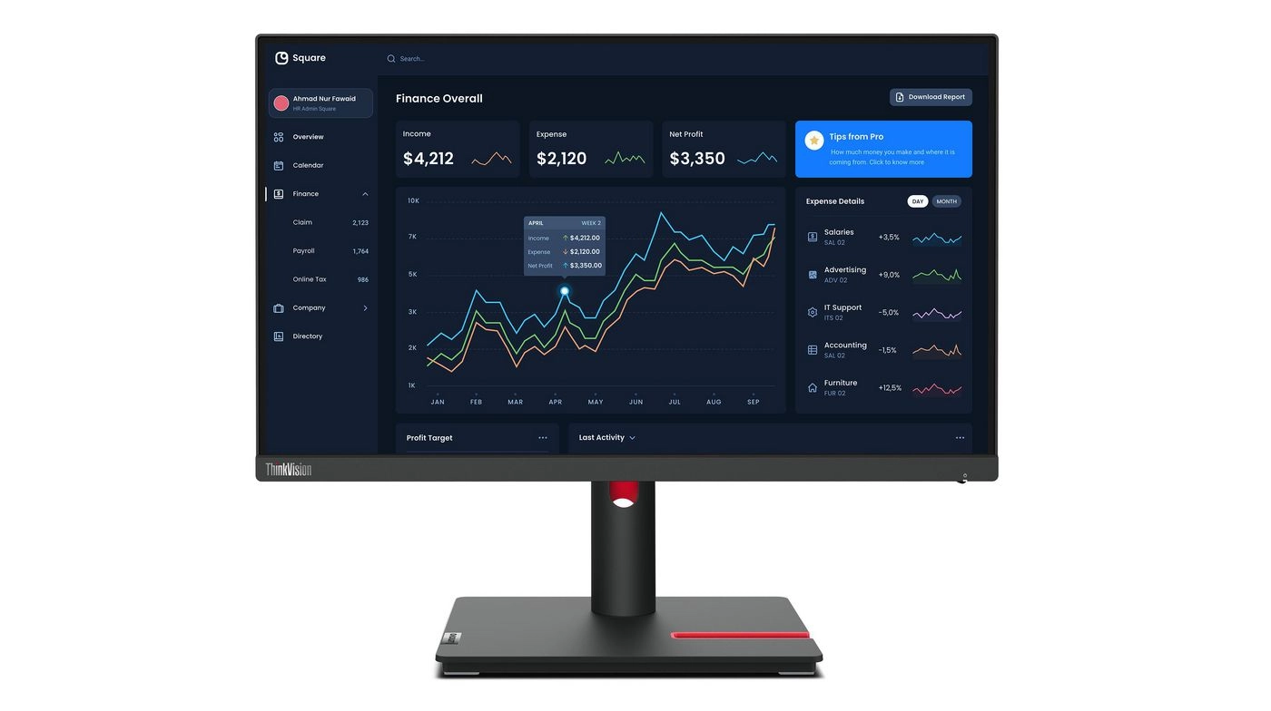 Lenovo ThinkVision T22i-30 monitori 54,6 cm (21.5") 1920 x 1080 pikseļi Full HD LED Melns