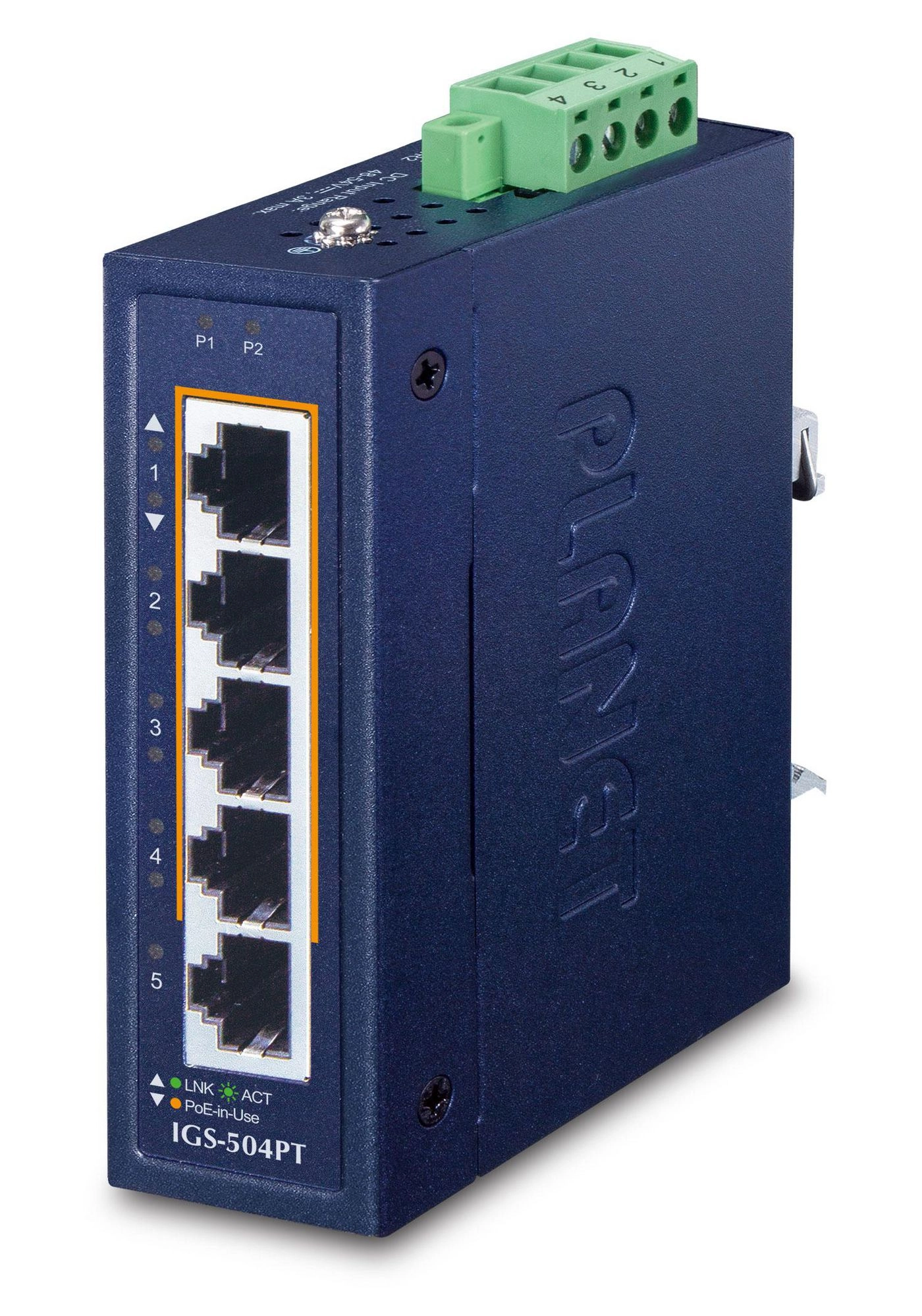PLANET Industrial 4-Port 10/100/1000T PoE+ +