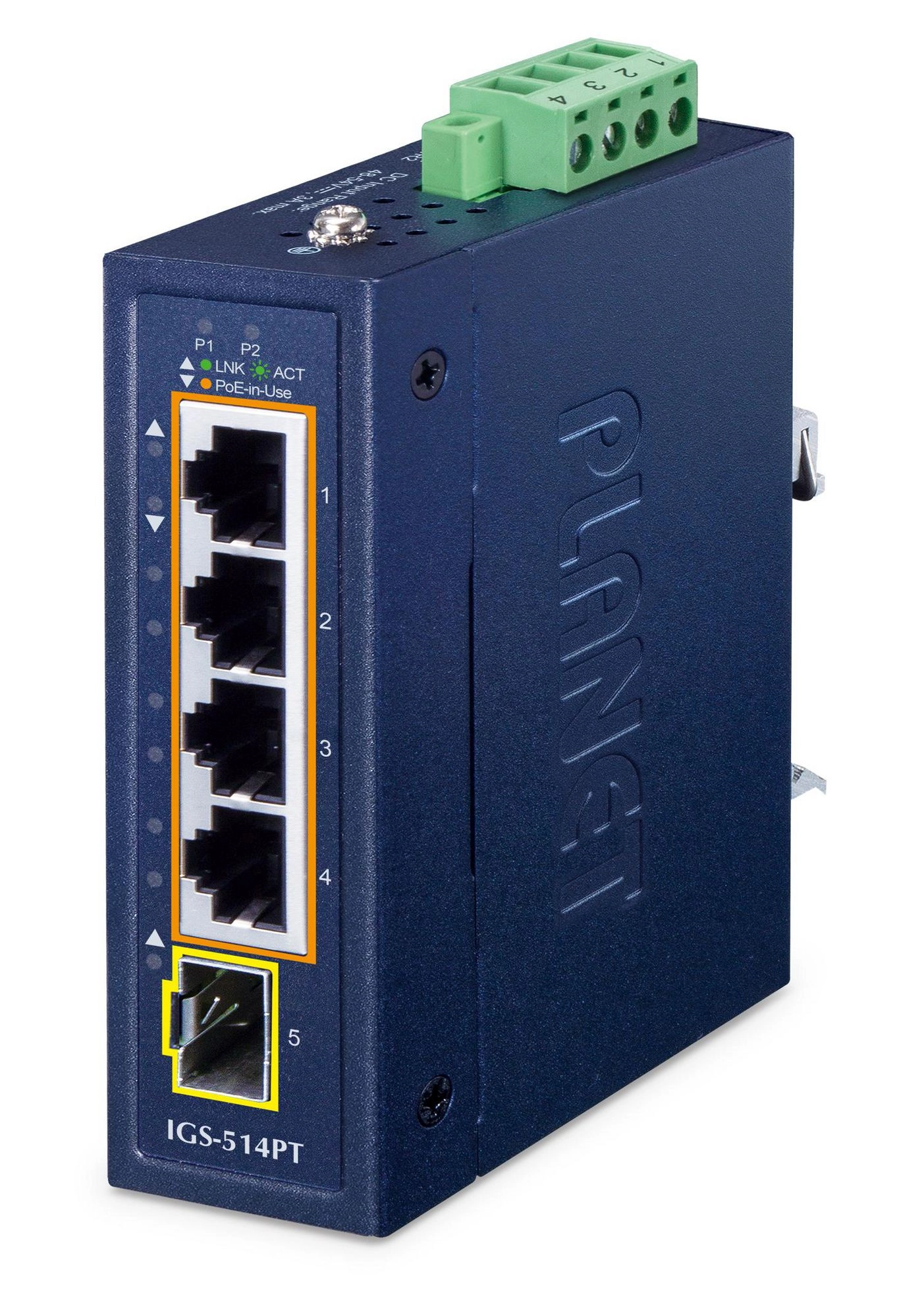 PLANET Industrial 4-Port PoE + 1-Port