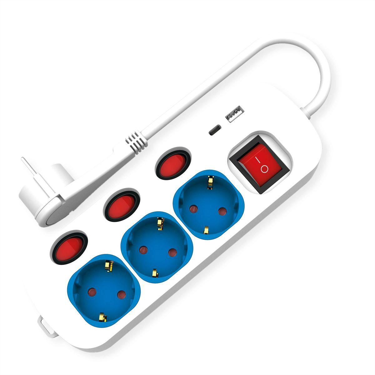ROLINE 3-way power strip with switch