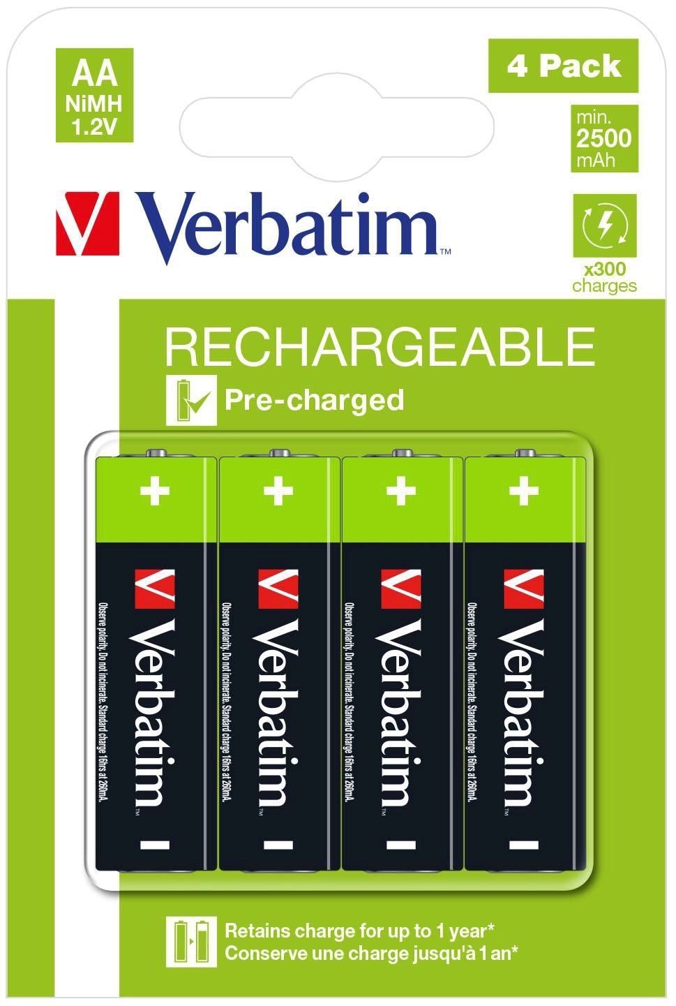 Verbatim AA 2500mAh battery 4pcs. 0023942495178