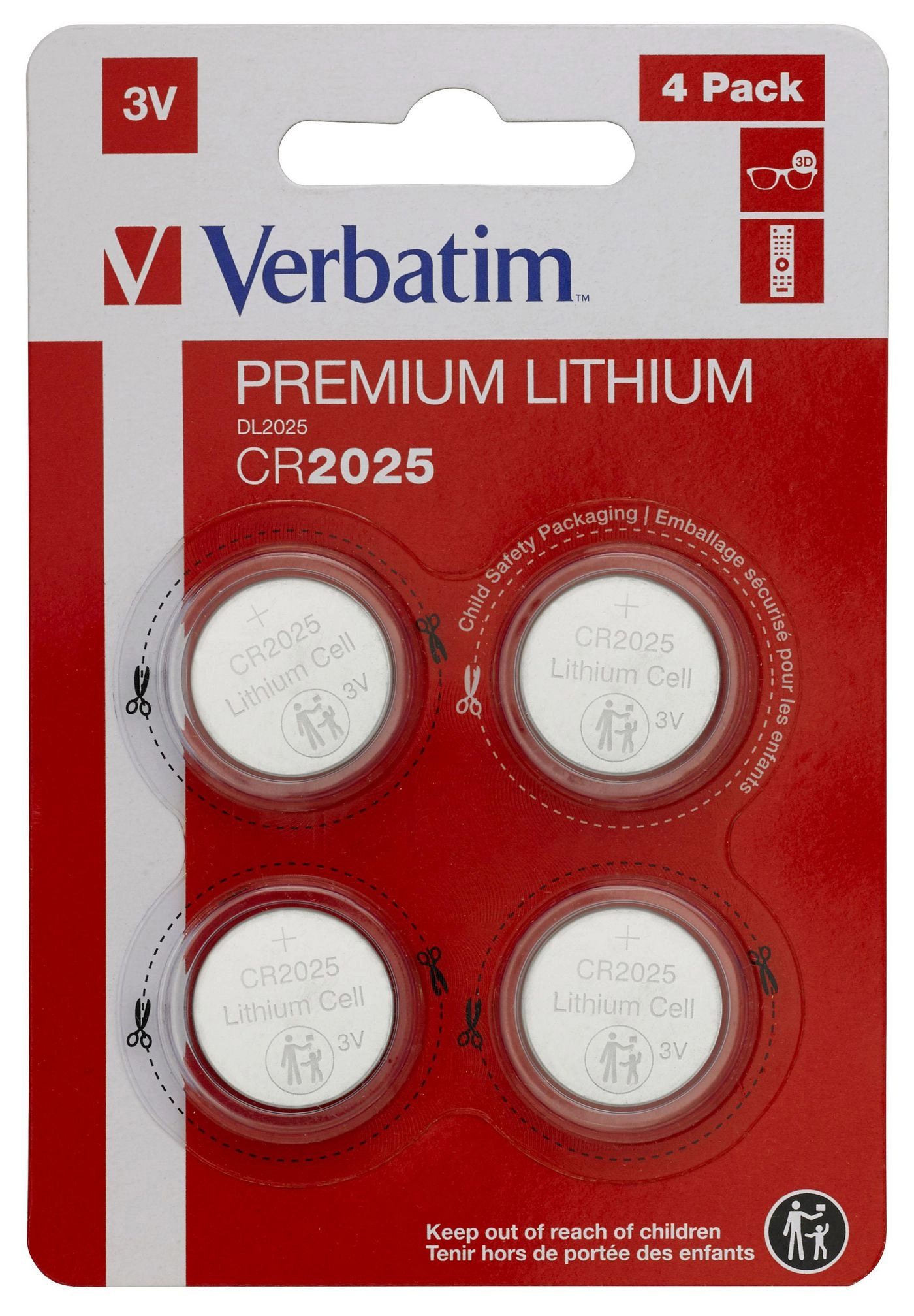 Baterijas Verbatim CR2025 Premium Lithium 4-Pack