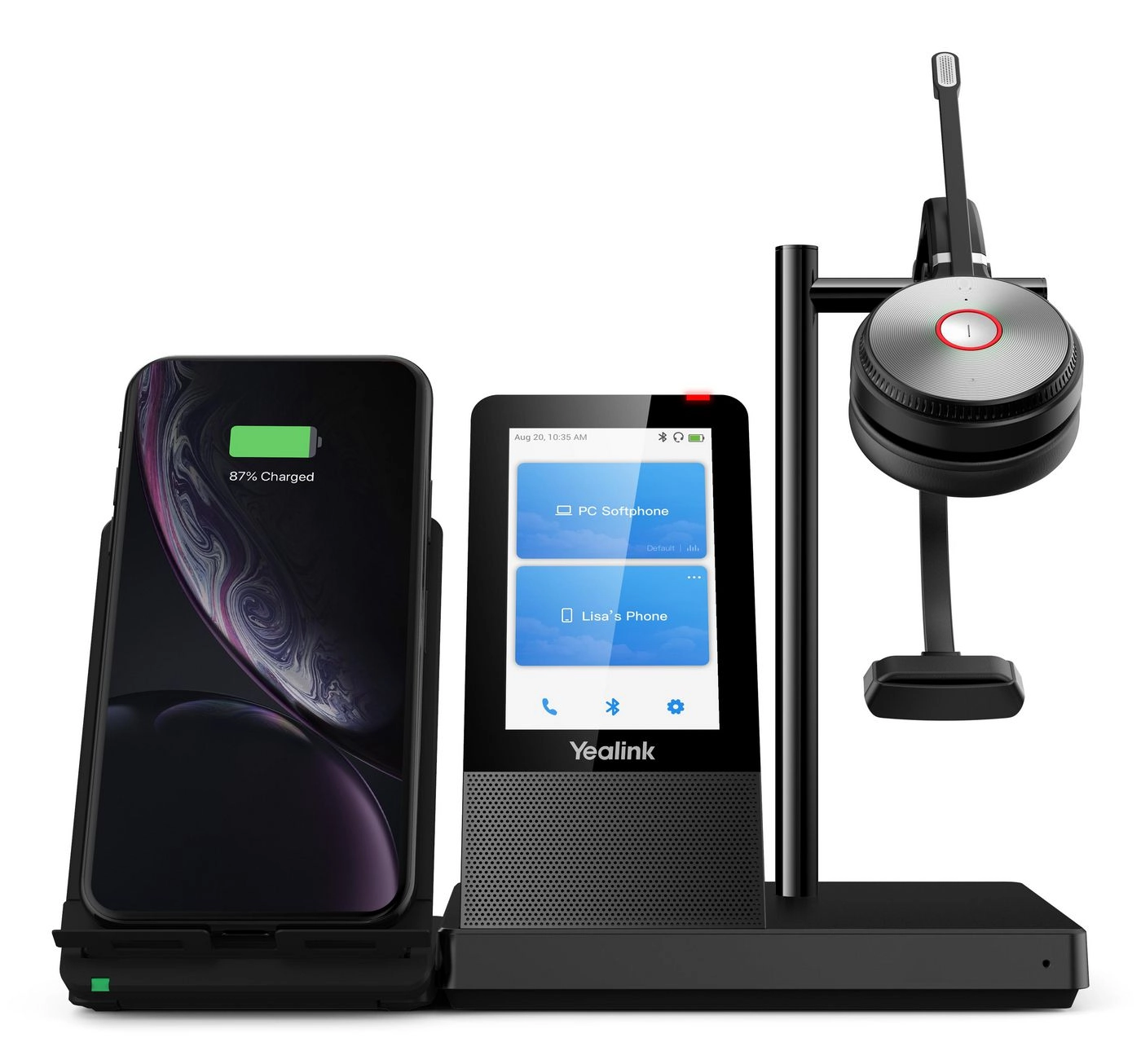 Yealink WH66 Mono UC Austiņas Bezvadu Birojs / zvanu centrs USB Type-A Bluetooth Uzlādes statīvs Melns