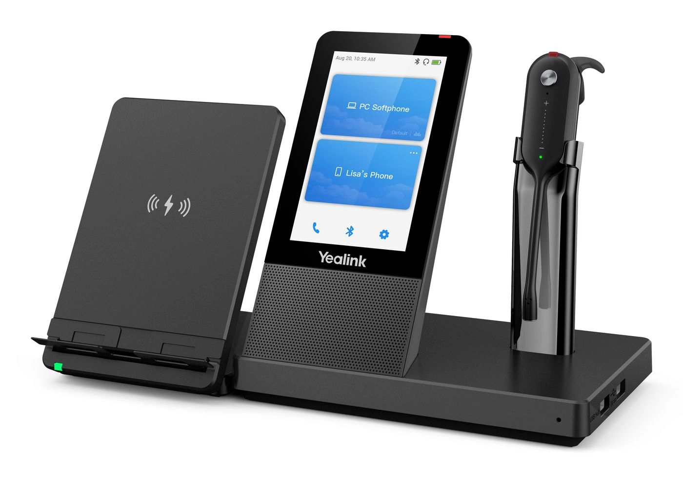 Yealink WH67 UC Austiņas Bezvadu Ausu āķi, Austiņas, Aptīts ap kaklu Birojs / zvanu centrs Bluetooth Uzlādes statīvs Melns