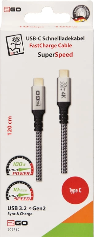 2GO Schnellladek cable USB-C 100W 10Gbps