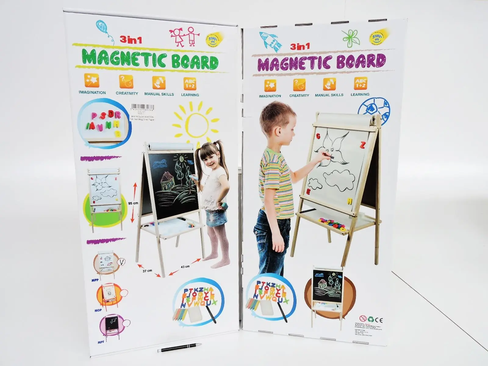 TABLICA STOJĄCA MAGNETYCZNO-KREDOWA Z AKCESORIAMI 3TOYMS