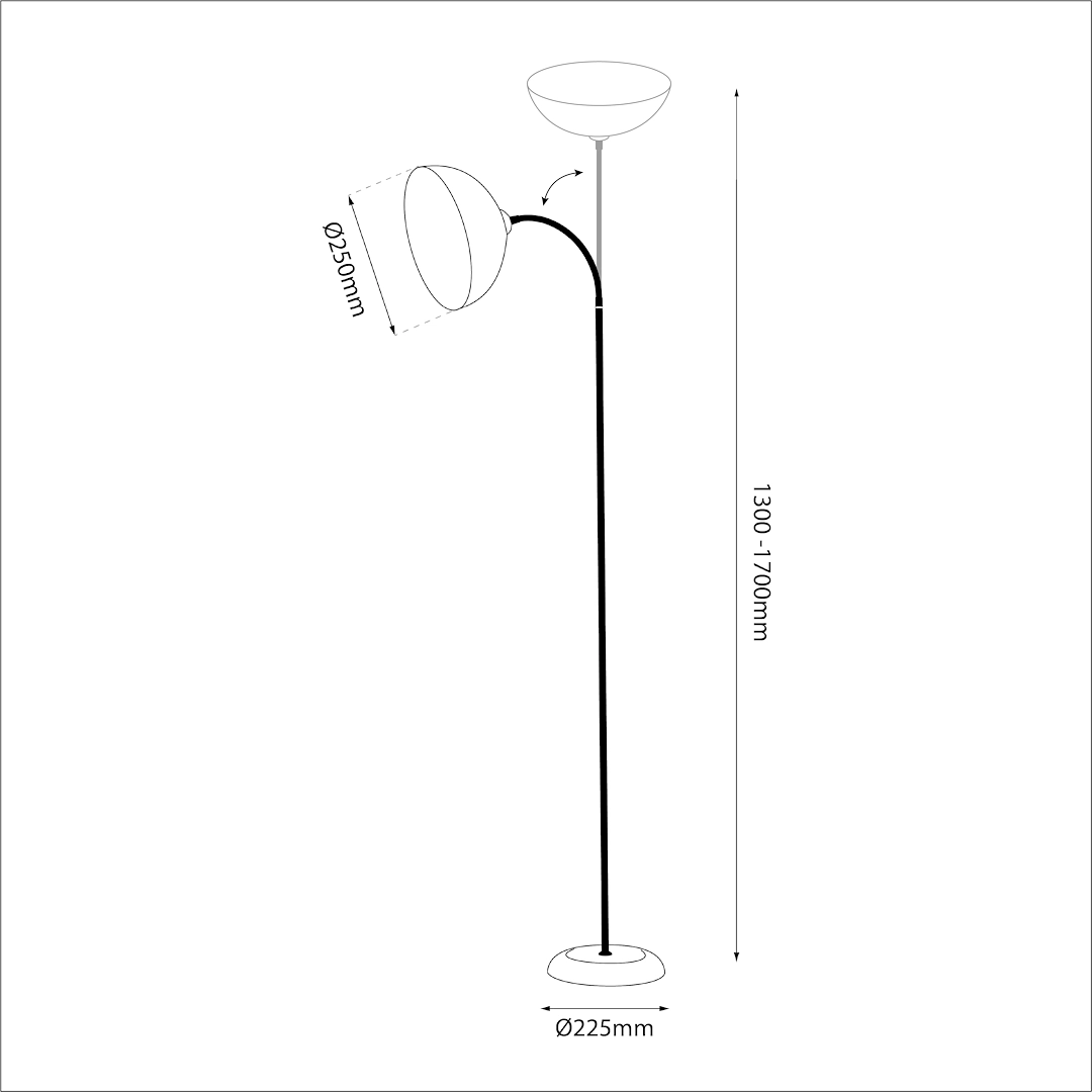 Floor lamp Zack Black 1xE27 5902693716327
