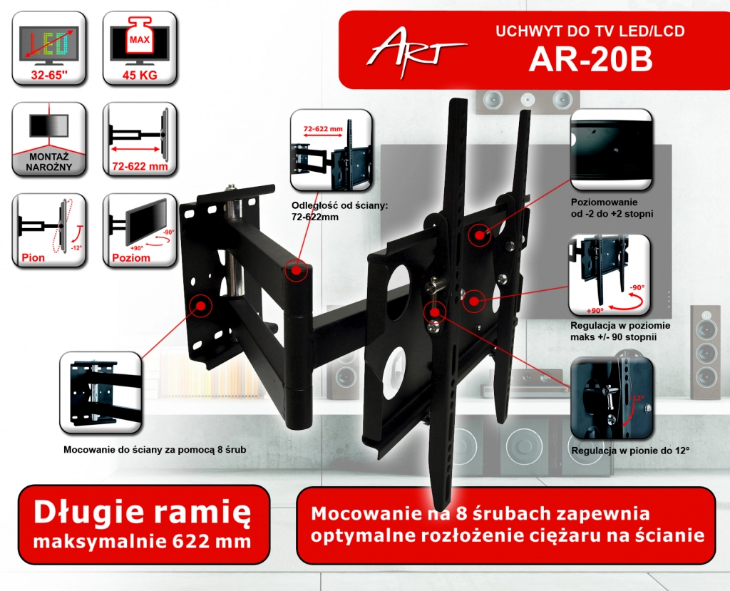 Art Uchwyt ścienny AR-20B 32apos;apos