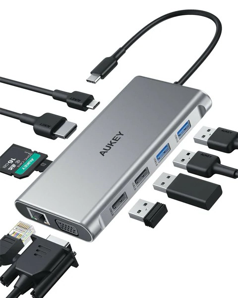 CB-C89 aluminiowy Hub USB-C  10w1  RJ45
