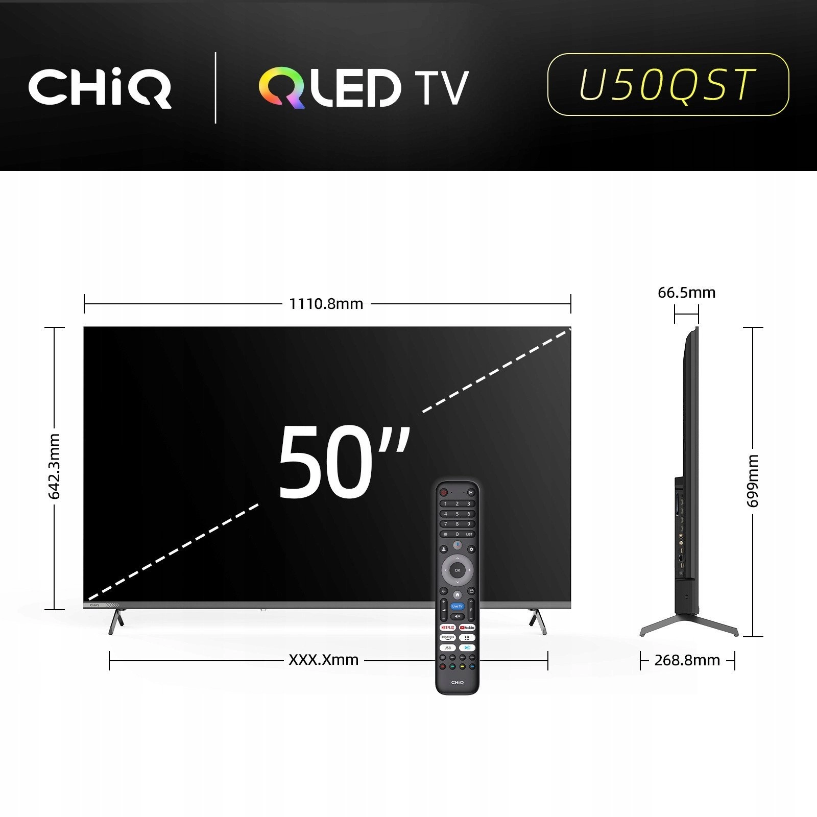 CHiQ U50QST TV 50`` UHD QLED