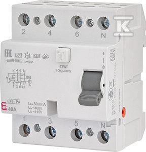Residual current circuit breaker 4P 40A