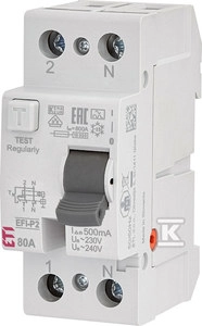Residual current circuit breaker 2P 0
