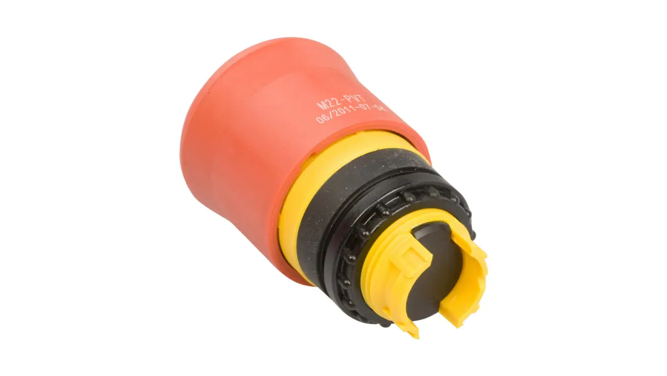 Driven safety button red by rotation