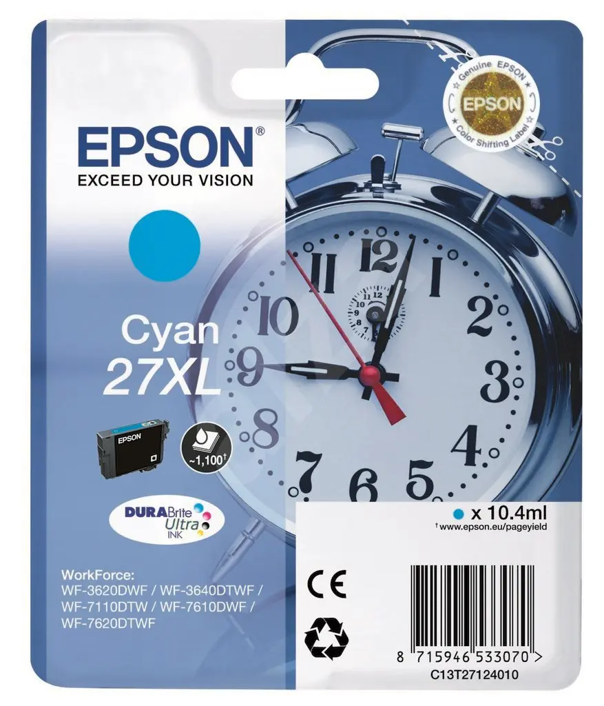 Epson Alarm clock Singlepack Cyan 27XL