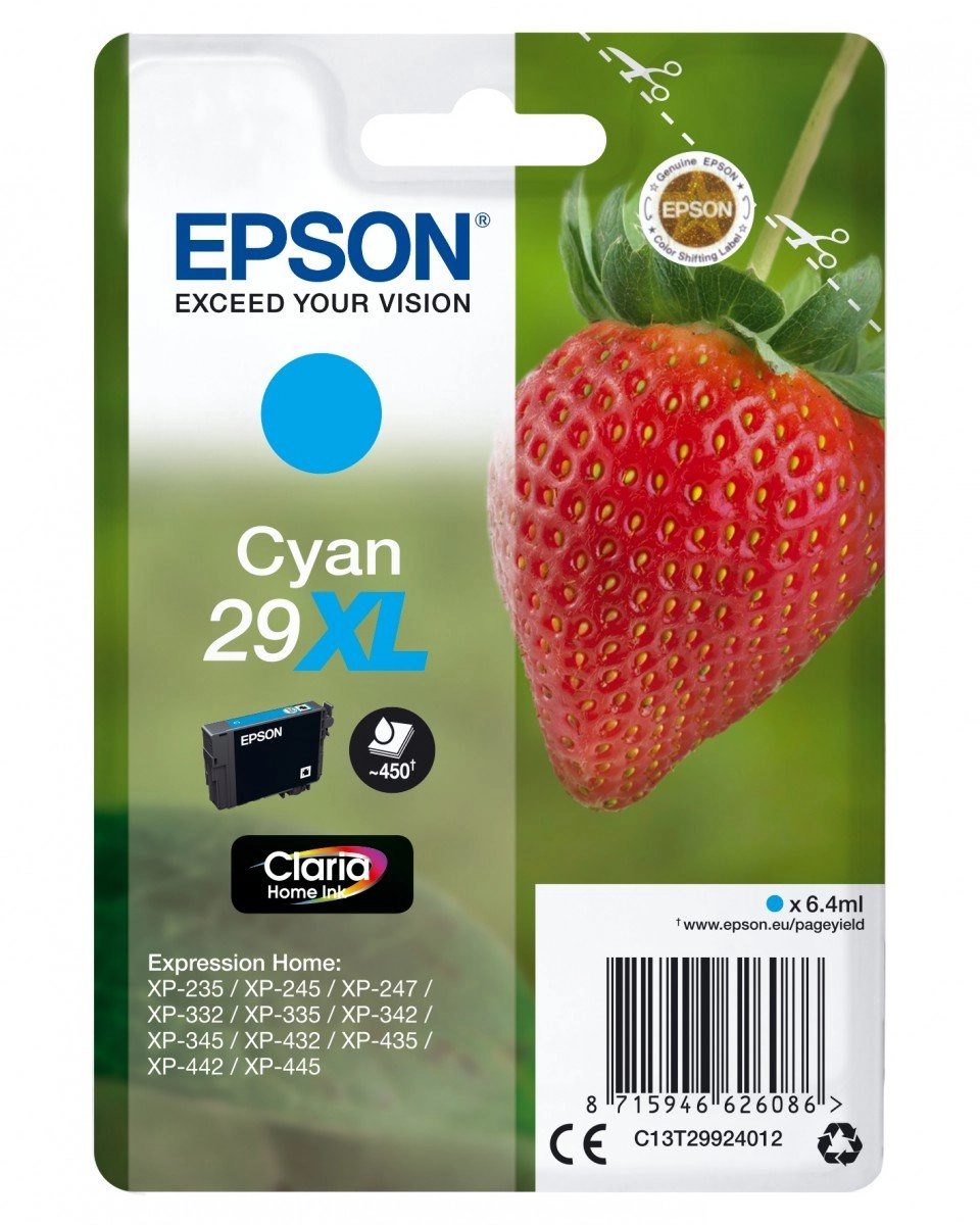 Epson Strawberry Singlepack Cyan 29XL Claria