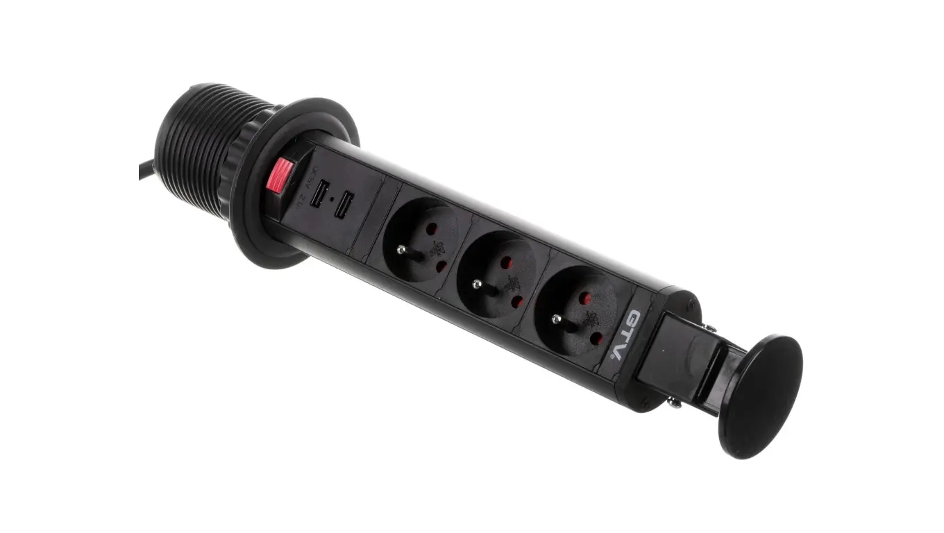 Desktop recessed loosening 60mm  3x socket