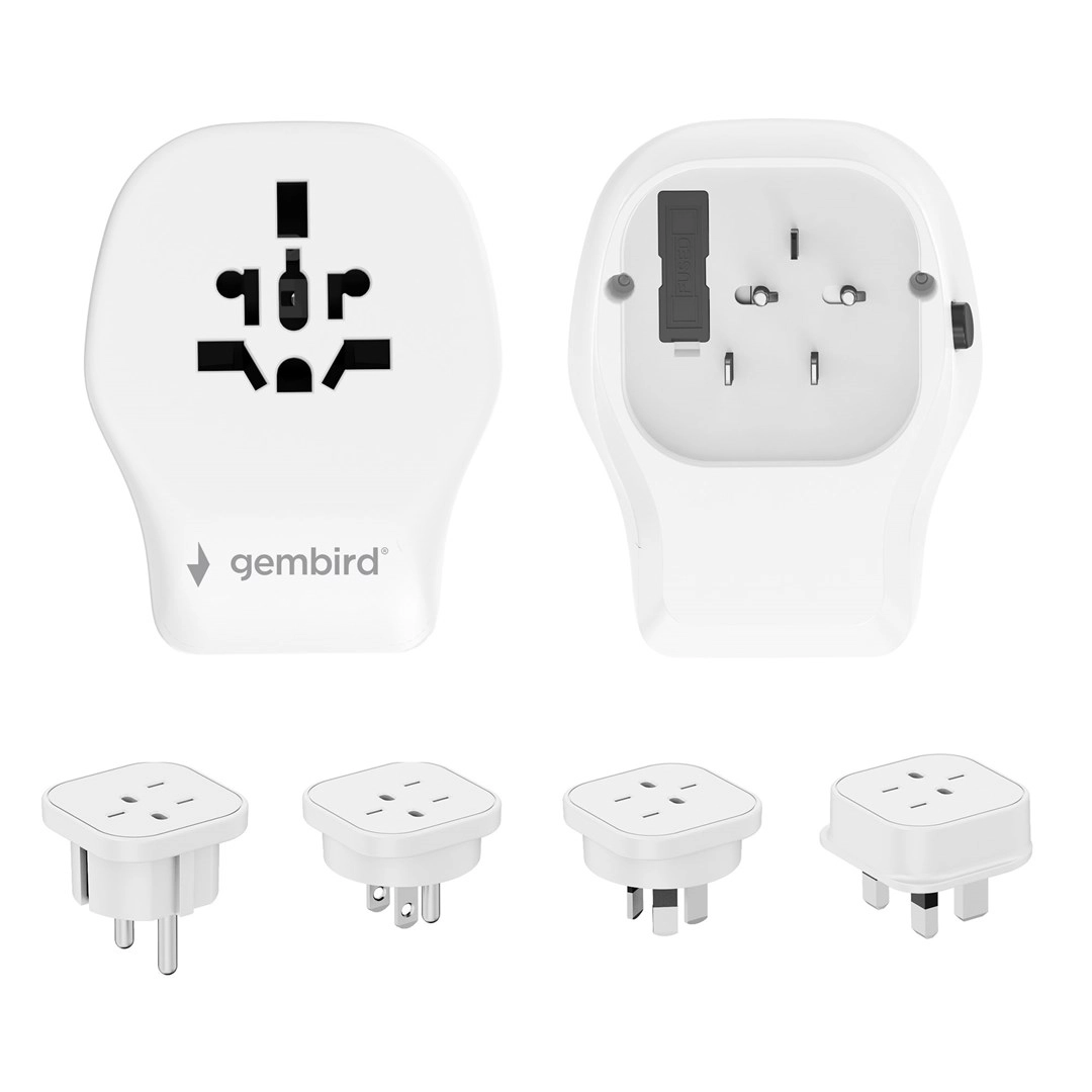 Gembird TPA-1A2C20-02-W Universal travel power adapter