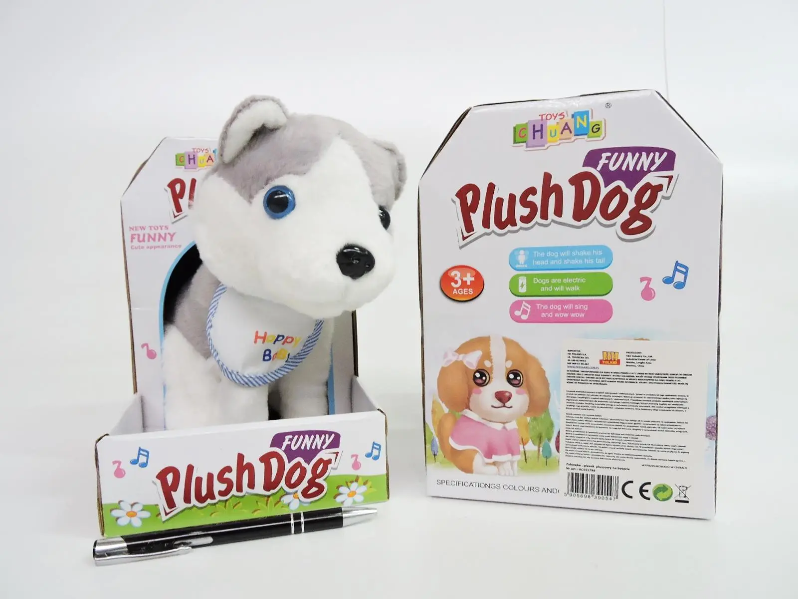 *DOG PLUSH  HUSKY  interact. bell  3+